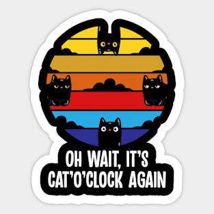 Cat O'Clock Retro Vintage Sunset Cat Lover Gift Sticker